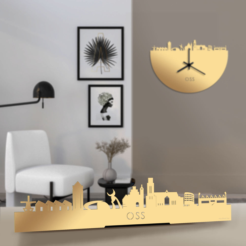 Standing Skyline Oss Metallic Goud gerecycled kunststof cadeau decoratie relatiegeschenk van WoodWideCities