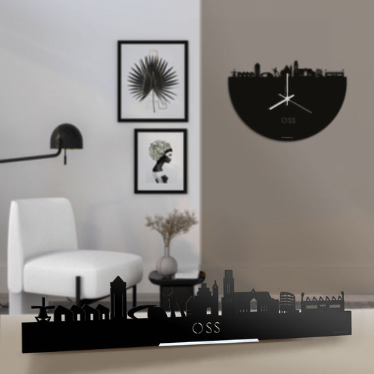 Standing Skyline Oss Zwart glanzend gerecycled kunststof cadeau decoratie relatiegeschenk van WoodWideCities