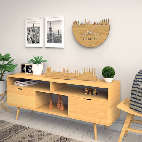 Standing Skyline Oud Groningen Eiken houten cadeau decoratie relatiegeschenk van WoodWideCities