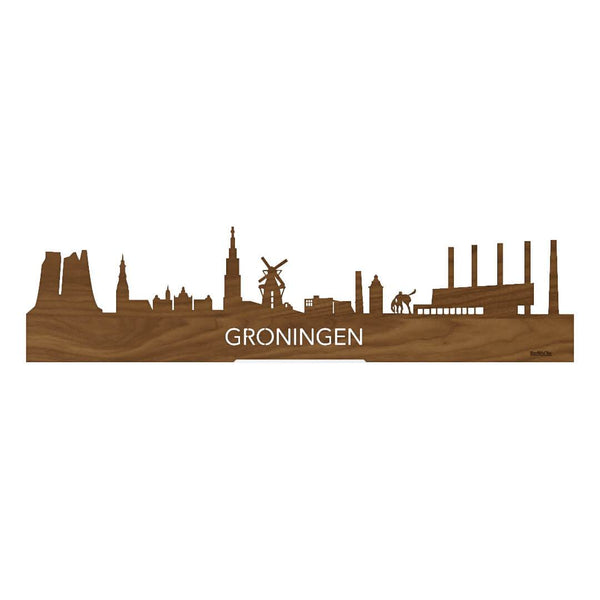 Standing Skyline Oud Groningen Noten houten cadeau decoratie relatiegeschenk van WoodWideCities