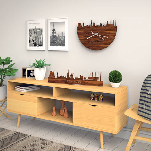 Standing Skyline Oud Groningen Palissander houten cadeau decoratie relatiegeschenk van WoodWideCities