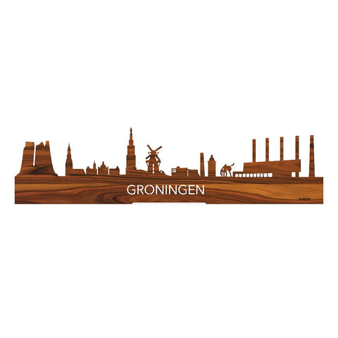 Standing Skyline Oud Groningen Palissander houten cadeau decoratie relatiegeschenk van WoodWideCities
