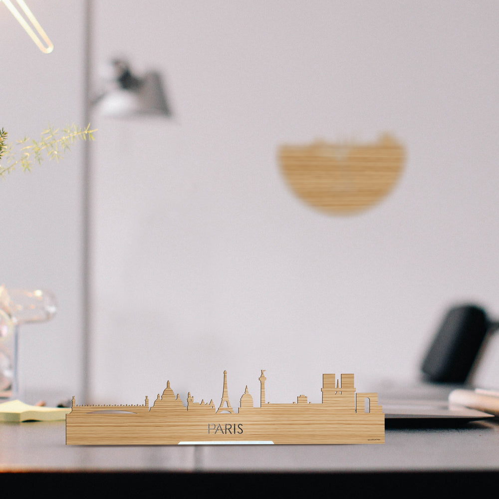 Standing Skyline Parijs Bamboe houten cadeau decoratie relatiegeschenk van WoodWideCities