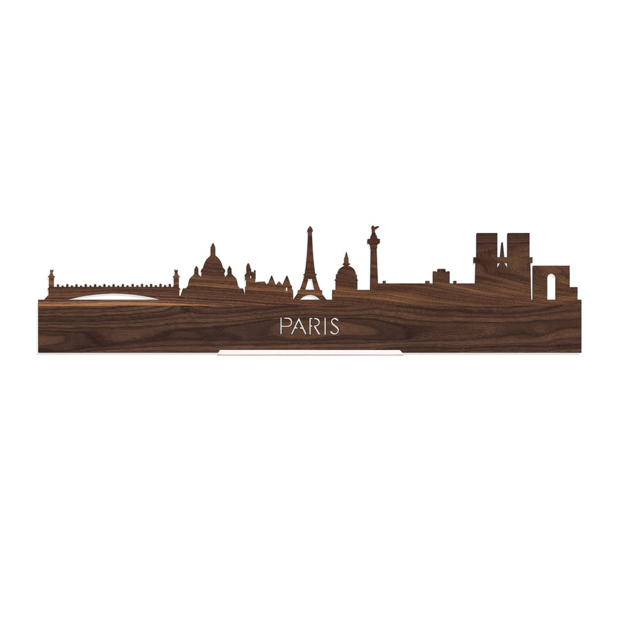 Standing Skyline Parijs Noten houten cadeau decoratie relatiegeschenk van WoodWideCities
