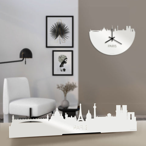 Standing Skyline Parijs Wit glanzend gerecycled kunststof cadeau decoratie relatiegeschenk van WoodWideCities