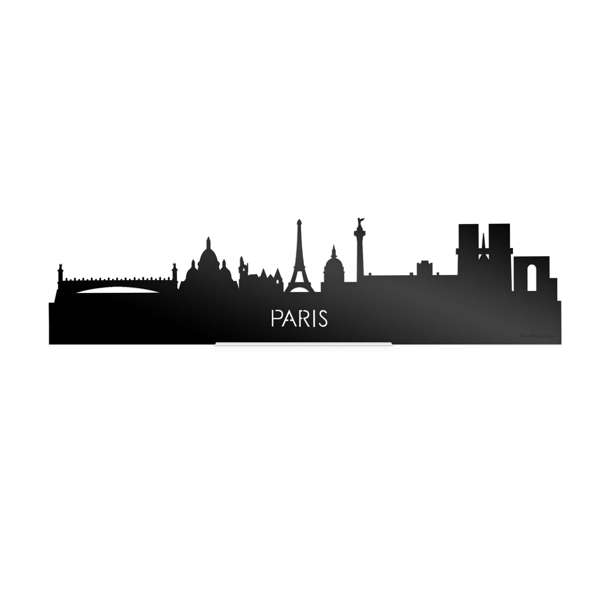 Standing Skyline Parijs Zwart glanzend gerecycled kunststof cadeau decoratie relatiegeschenk van WoodWideCities