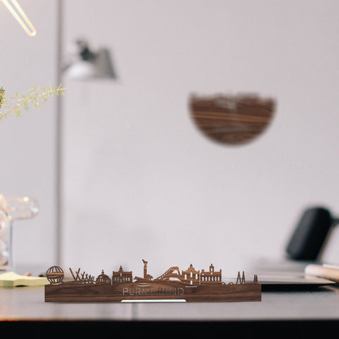 Standing Skyline Purmerend Noten houten cadeau decoratie relatiegeschenk van WoodWideCities