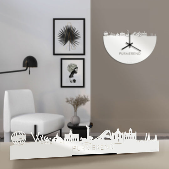 Standing Skyline Purmerend Wit glanzend gerecycled kunststof cadeau decoratie relatiegeschenk van WoodWideCities