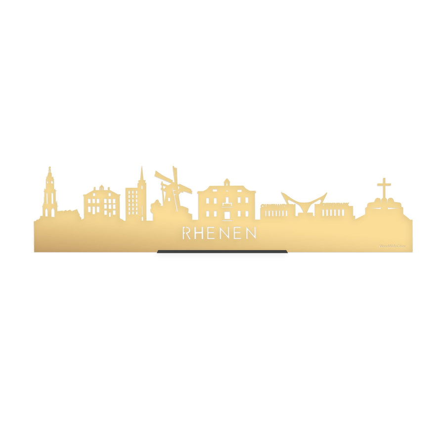 Standing Skyline Rhenen Metallic Goud gerecycled kunststof cadeau decoratie relatiegeschenk van WoodWideCities