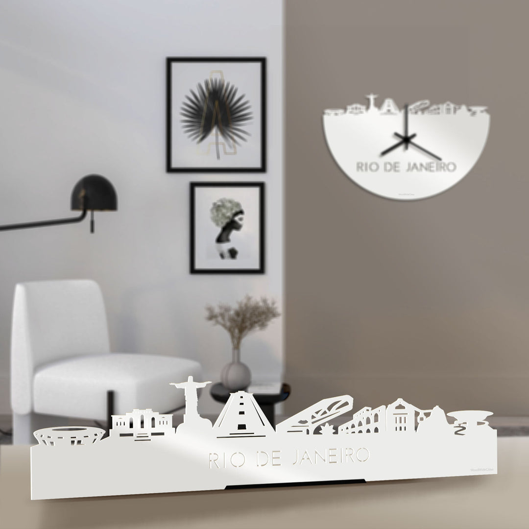 Standing Skyline Rio de Janeiro Wit glanzend gerecycled kunststof cadeau decoratie relatiegeschenk van WoodWideCities