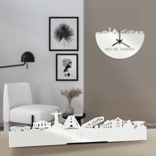 Standing Skyline Rio de Janeiro Wit glanzend gerecycled kunststof cadeau decoratie relatiegeschenk van WoodWideCities
