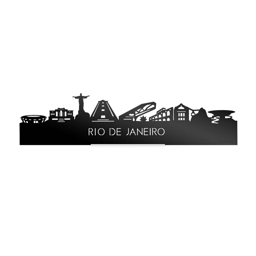Standing Skyline Rio de Janeiro Zwart glanzend gerecycled kunststof cadeau decoratie relatiegeschenk van WoodWideCities