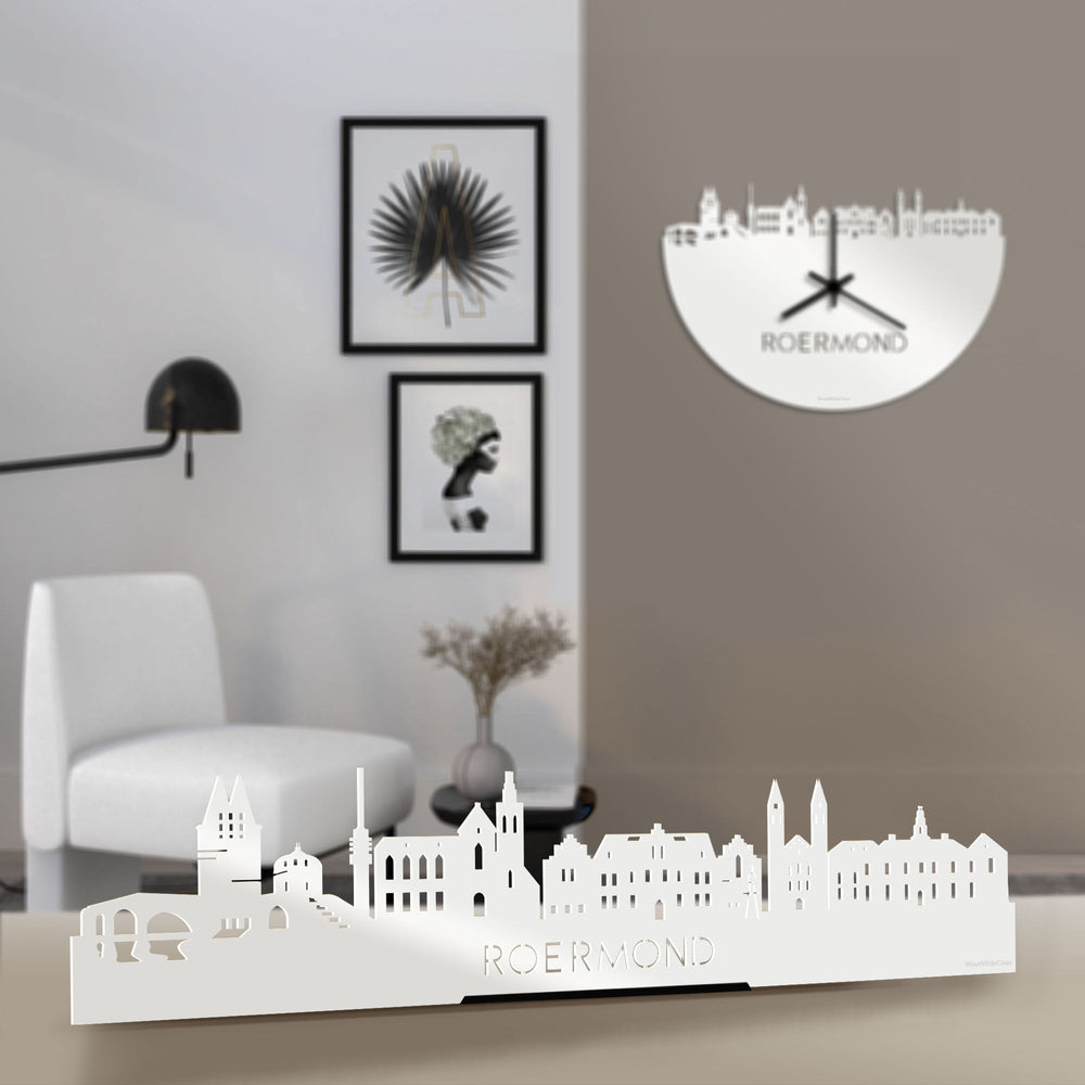 Standing Skyline Roermond Wit glanzend gerecycled kunststof cadeau decoratie relatiegeschenk van WoodWideCities