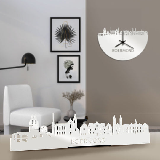 Standing Skyline Roermond Wit glanzend gerecycled kunststof cadeau decoratie relatiegeschenk van WoodWideCities