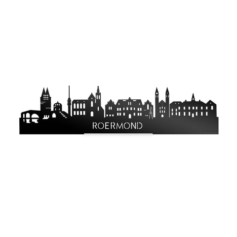 Standing Skyline Roermond Zwart glanzend gerecycled kunststof cadeau decoratie relatiegeschenk van WoodWideCities