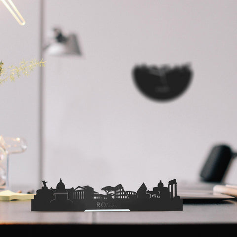 Standing Skyline Rome Black houten cadeau decoratie relatiegeschenk van WoodWideCities