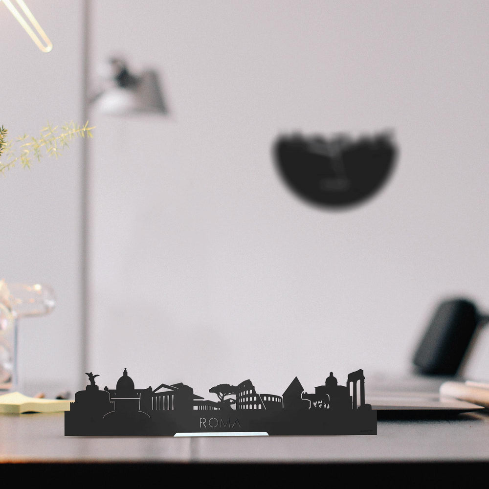 Standing Skyline Rome Black houten cadeau decoratie relatiegeschenk van WoodWideCities