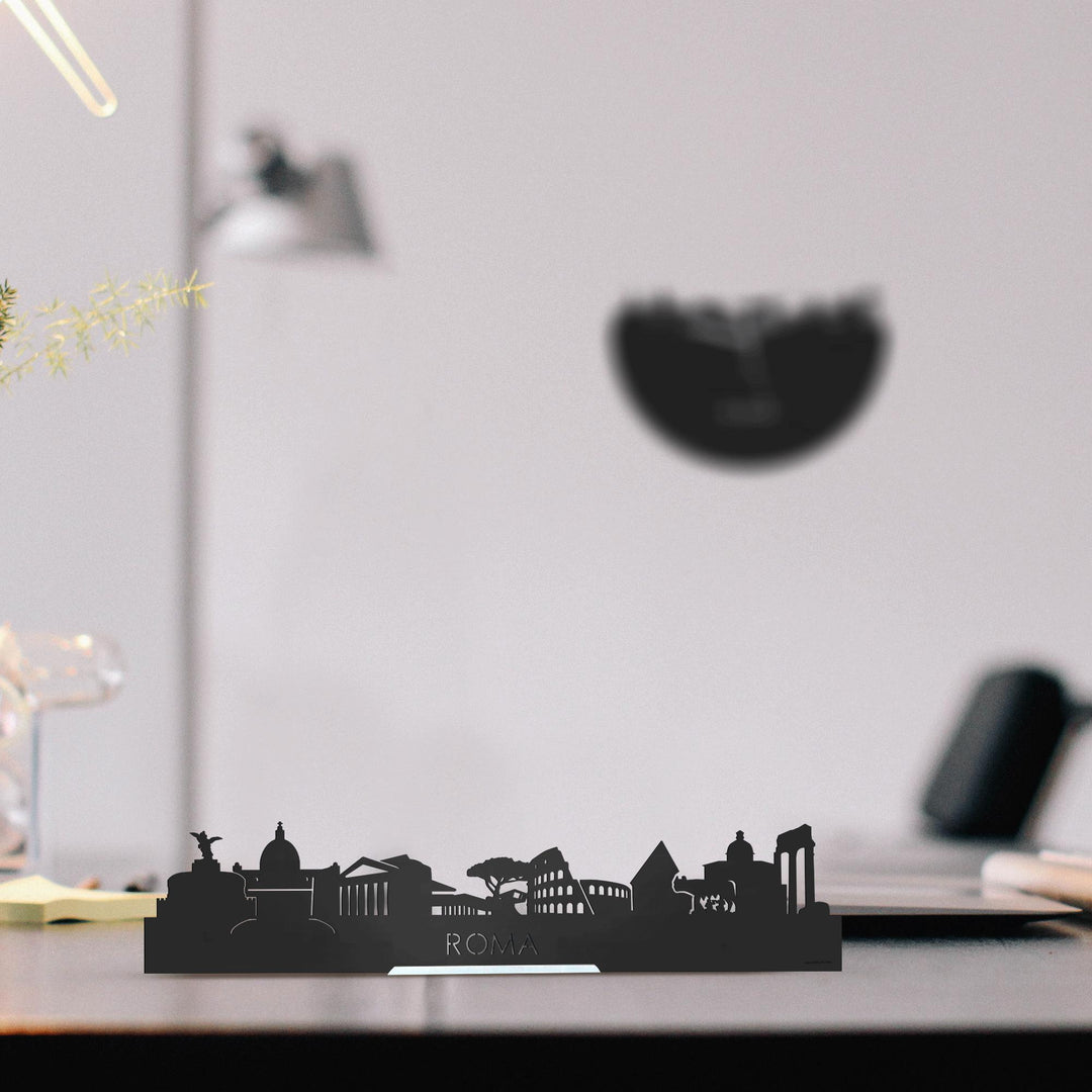 Standing Skyline Rome Black houten cadeau decoratie relatiegeschenk van WoodWideCities