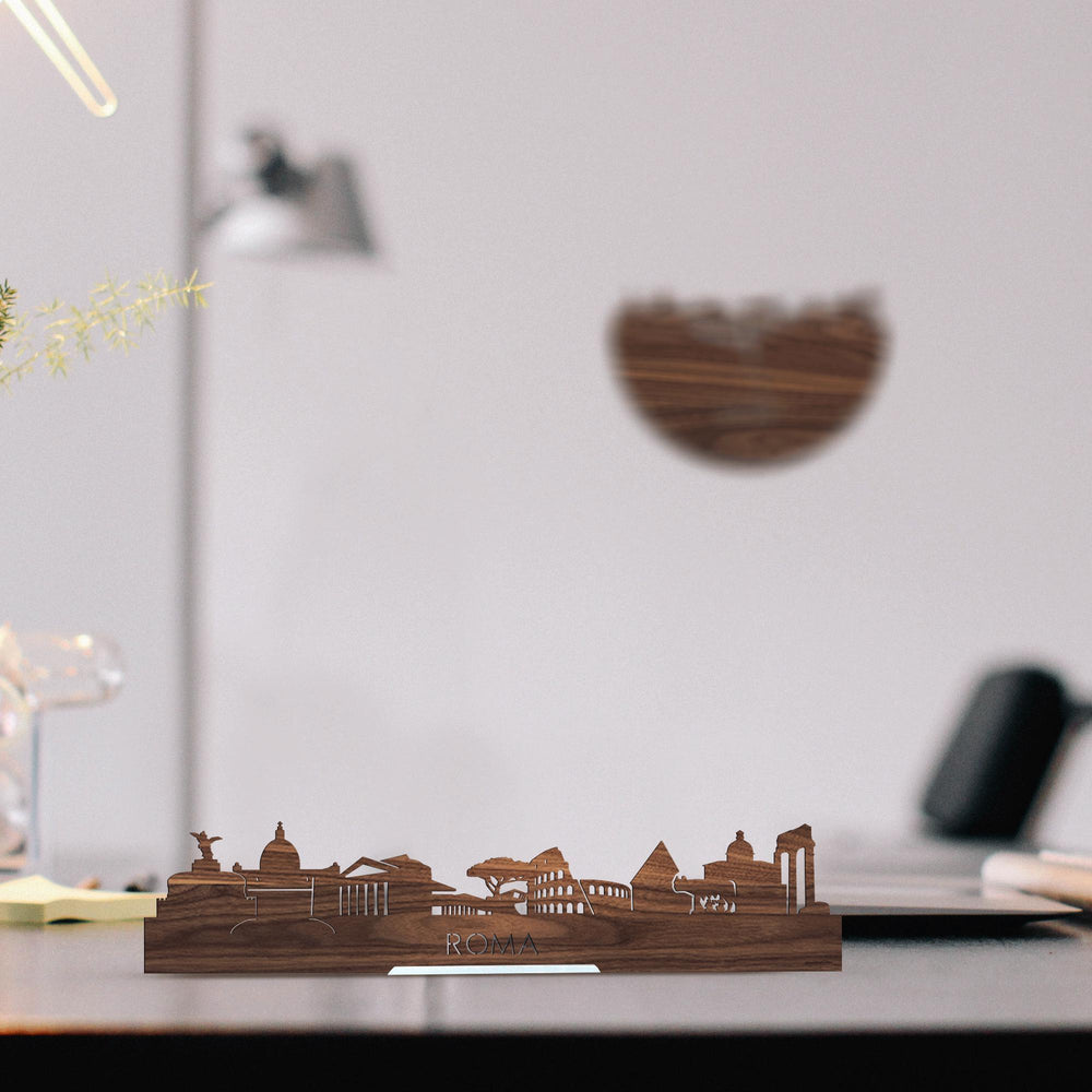 Standing Skyline Rome Noten houten cadeau decoratie relatiegeschenk van WoodWideCities