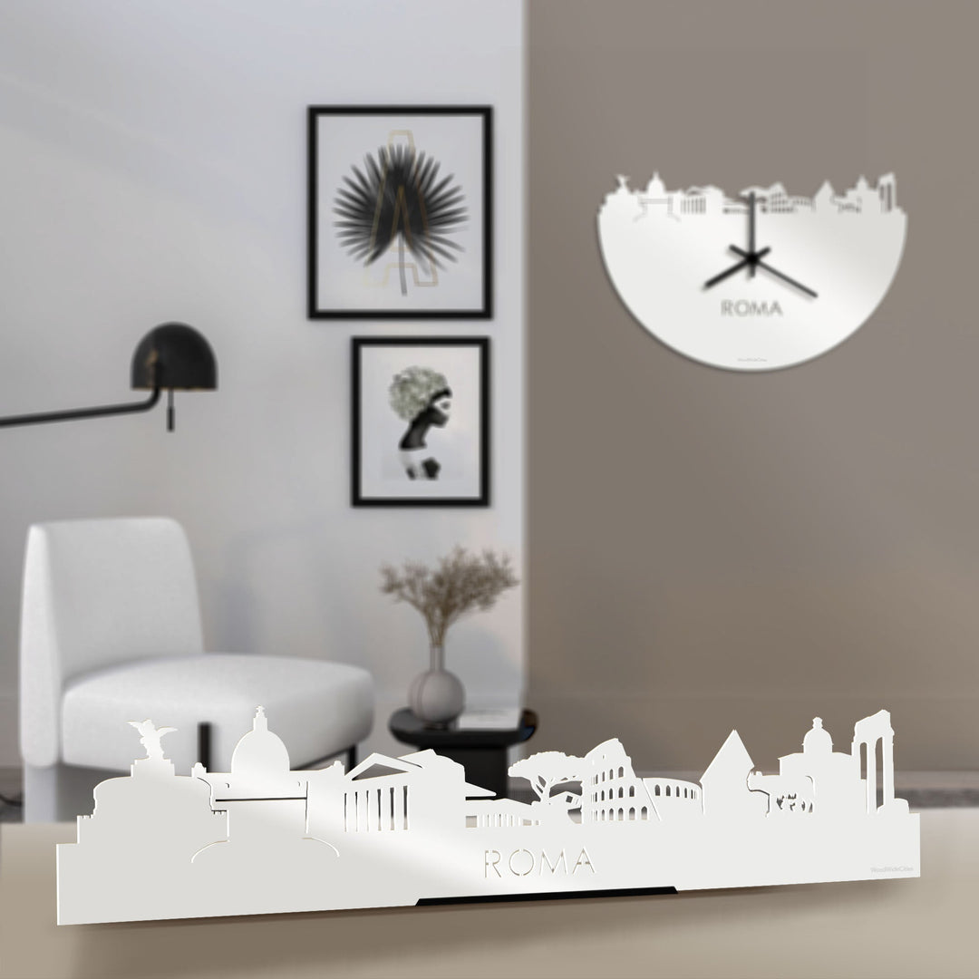 Standing Skyline Rome Wit glanzend gerecycled kunststof cadeau decoratie relatiegeschenk van WoodWideCities