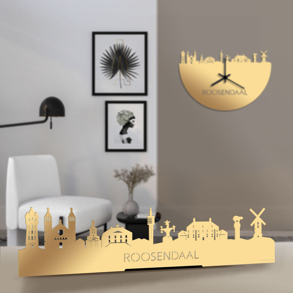 Standing Skyline Roosendaal Metallic Goud gerecycled kunststof cadeau decoratie relatiegeschenk van WoodWideCities