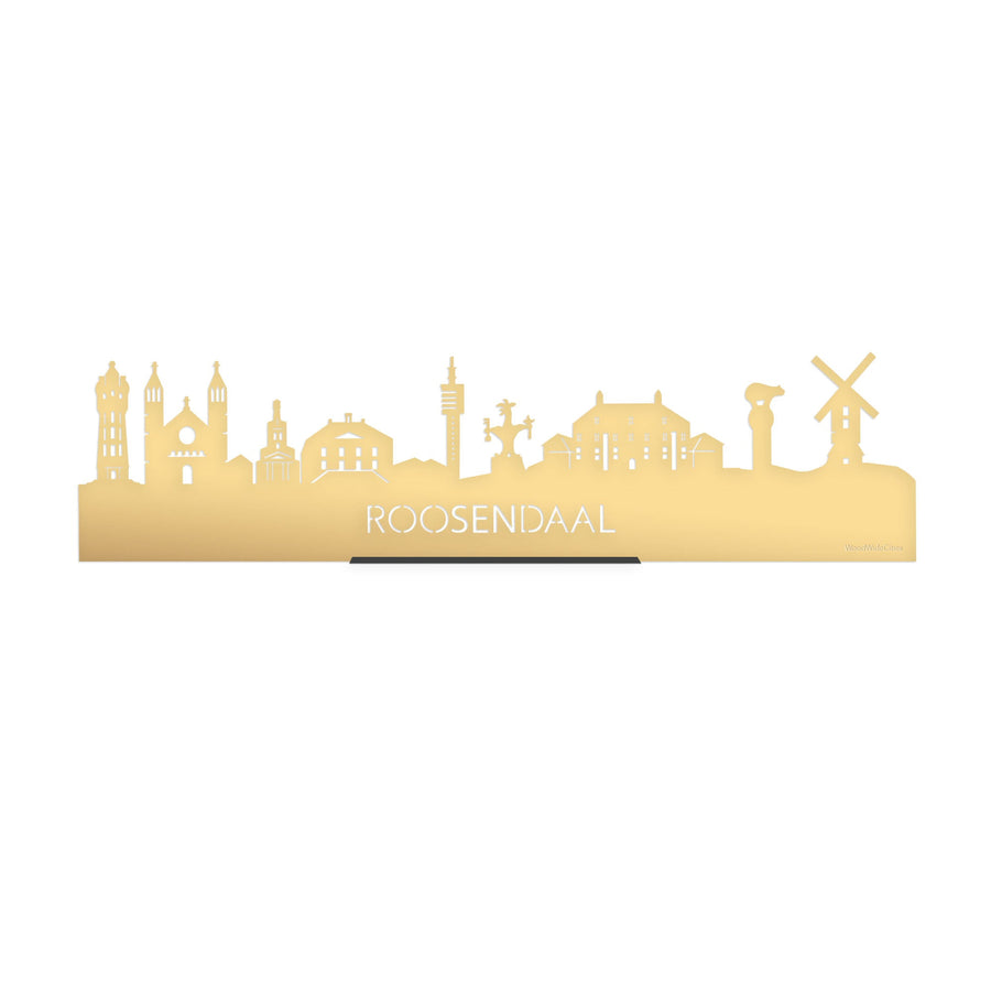 Standing Skyline Roosendaal Metallic Goud gerecycled kunststof cadeau decoratie relatiegeschenk van WoodWideCities