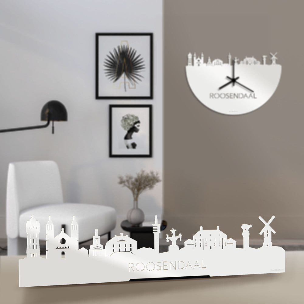 Standing Skyline Roosendaal Wit glanzend gerecycled kunststof cadeau decoratie relatiegeschenk van WoodWideCities