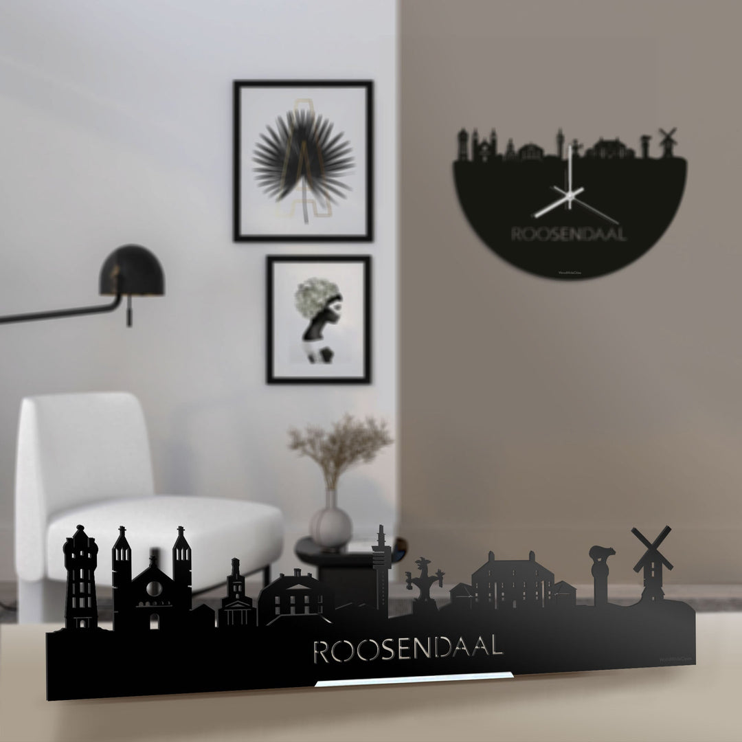 Standing Skyline Roosendaal Zwart glanzend gerecycled kunststof cadeau decoratie relatiegeschenk van WoodWideCities