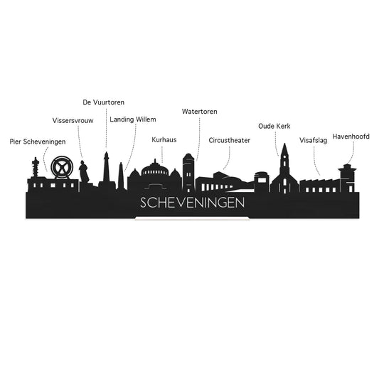 Standing Skyline Scheveningen Noten houten cadeau decoratie relatiegeschenk van WoodWideCities