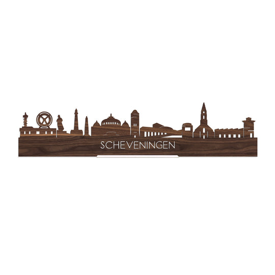 Standing Skyline Scheveningen Noten houten cadeau decoratie relatiegeschenk van WoodWideCities