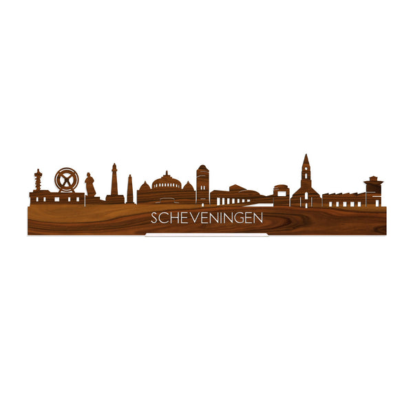 Standing Skyline Scheveningen Palissander houten cadeau decoratie relatiegeschenk van WoodWideCities