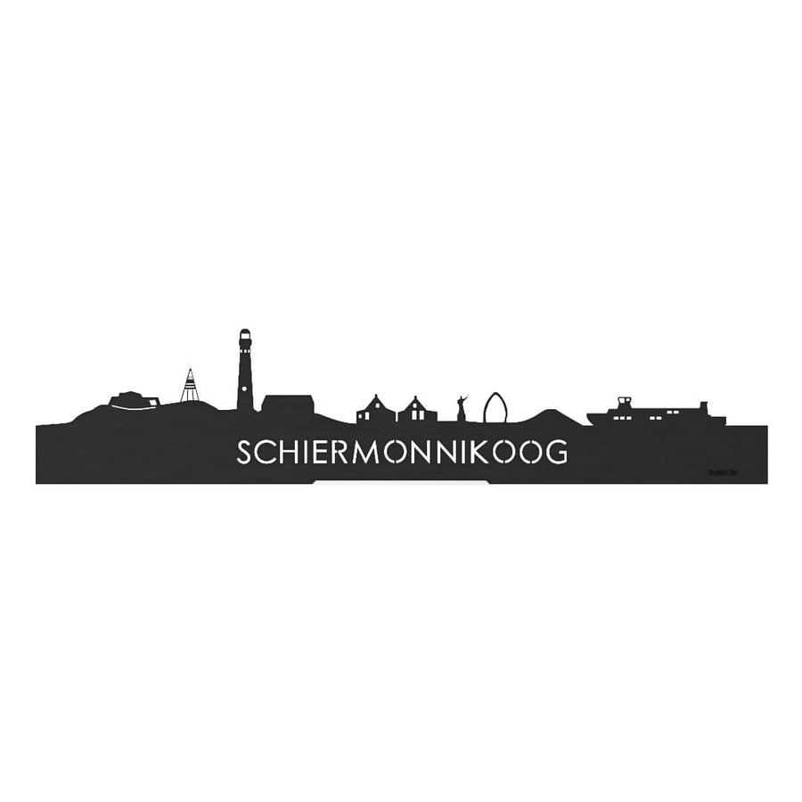 Standing Skyline Schiermonnikoog Black houten cadeau decoratie relatiegeschenk van WoodWideCities