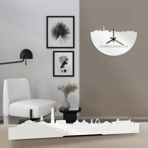 Standing Skyline Schiermonnikoog Wit glanzend gerecycled kunststof cadeau decoratie relatiegeschenk van WoodWideCities