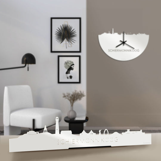 Standing Skyline Schiermonnikoog Wit glanzend gerecycled kunststof cadeau decoratie relatiegeschenk van WoodWideCities