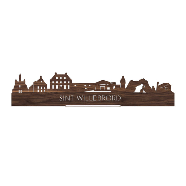 Standing Skyline Sint Willebrord Noten houten cadeau decoratie relatiegeschenk van WoodWideCities