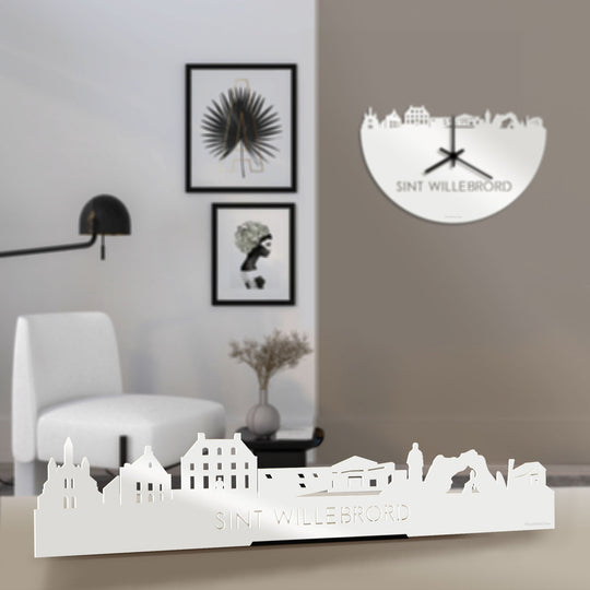 Standing Skyline Sint Willebrord Wit glanzend gerecycled kunststof cadeau decoratie relatiegeschenk van WoodWideCities