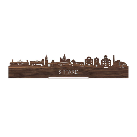 Standing Skyline Sittard Noten houten cadeau decoratie relatiegeschenk van WoodWideCities