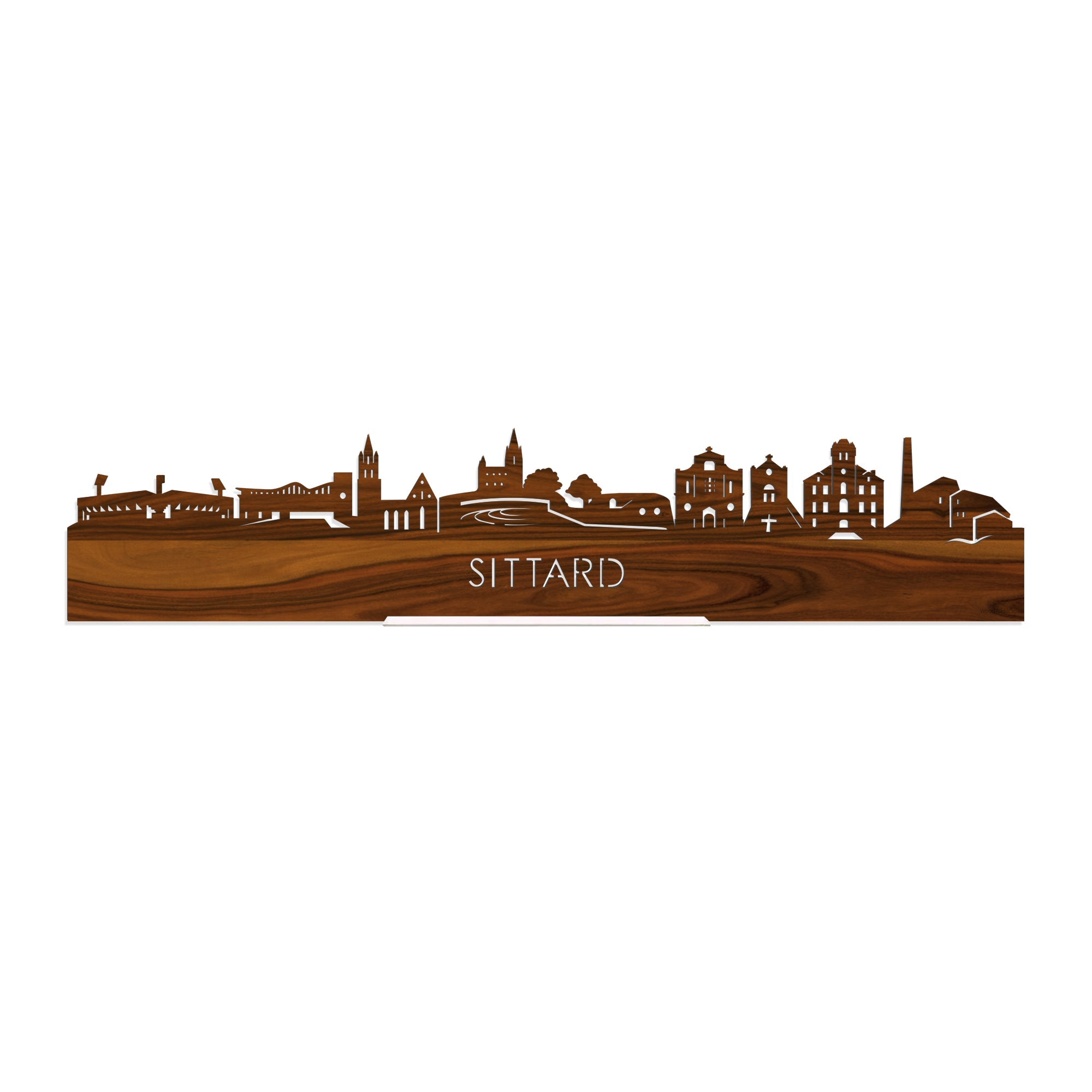 Standing Skyline Sittard Palissander houten cadeau decoratie relatiegeschenk van WoodWideCities
