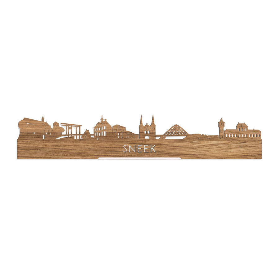 Standing Skyline Sneek Eiken 40 cm  houten cadeau decoratie relatiegeschenk van WoodWideCities