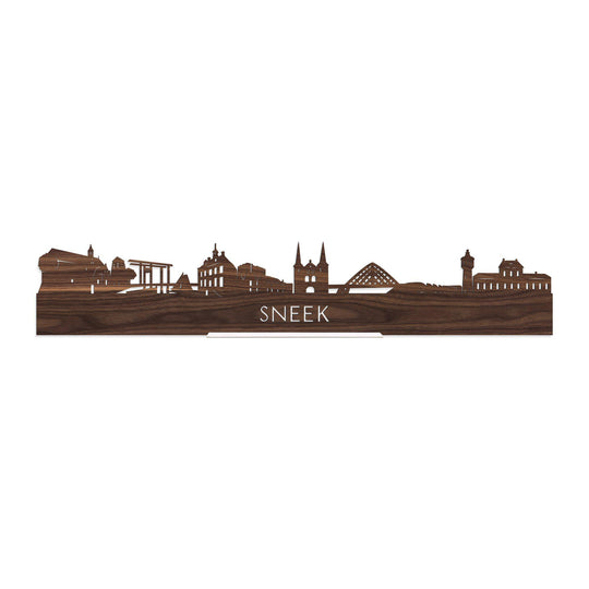 Standing Skyline Sneek Noten 40 cm  houten cadeau decoratie relatiegeschenk van WoodWideCities