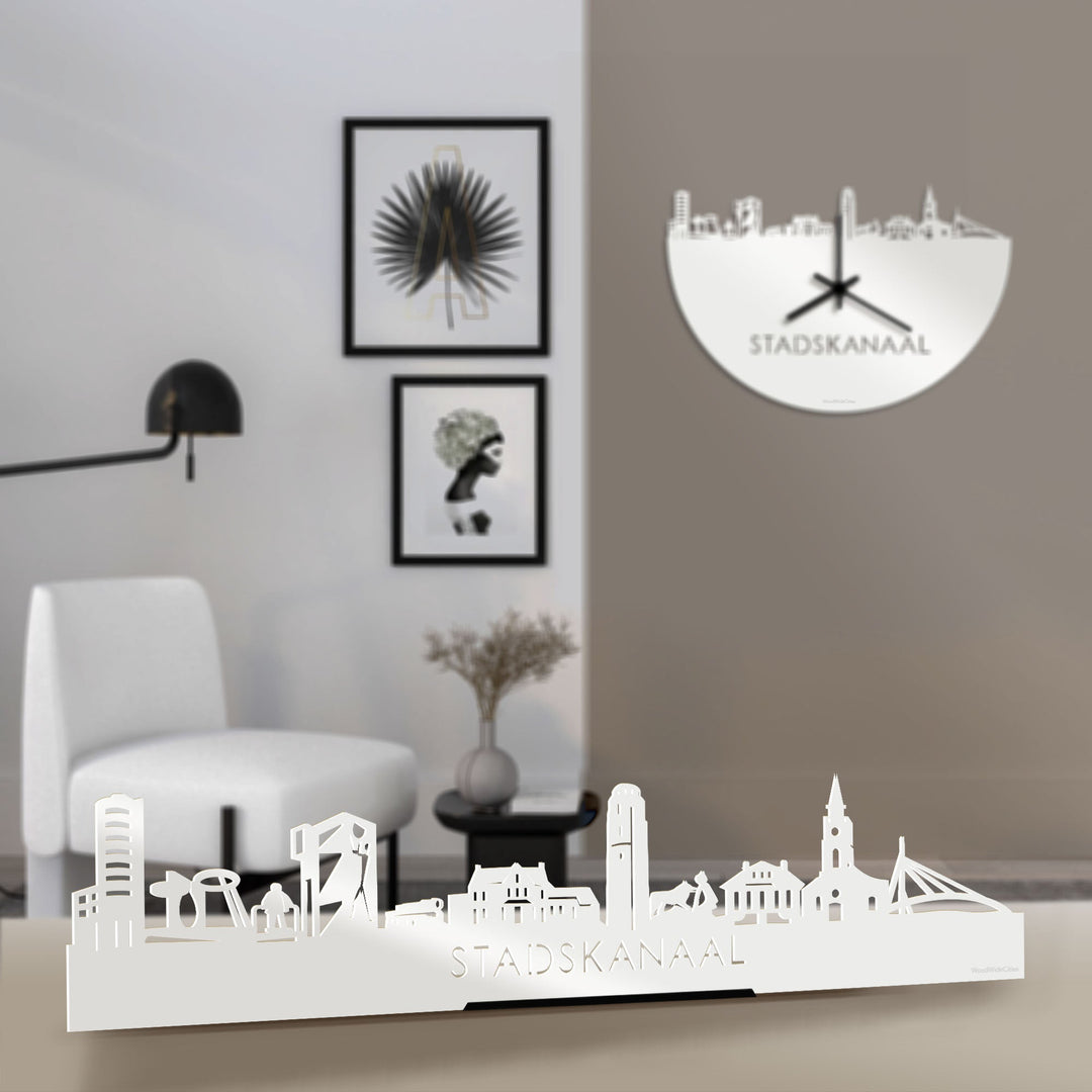 Standing Skyline Stadskanaal Wit glanzend gerecycled kunststof cadeau decoratie relatiegeschenk van WoodWideCities