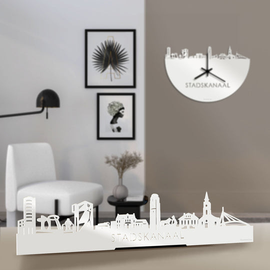 Standing Skyline Stadskanaal Wit glanzend gerecycled kunststof cadeau decoratie relatiegeschenk van WoodWideCities