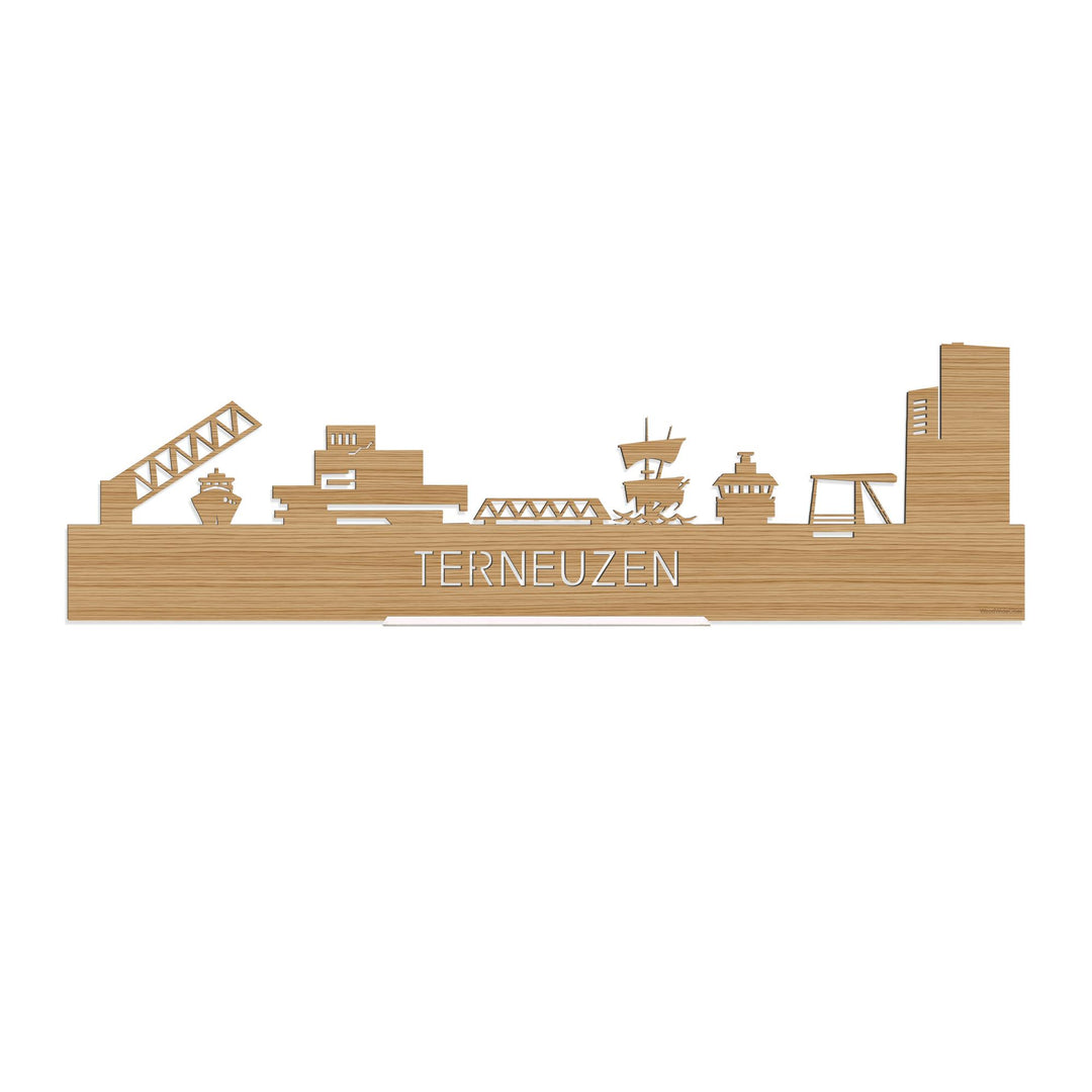 Standing Skyline Terneuzen Bamboe houten cadeau decoratie relatiegeschenk van WoodWideCities