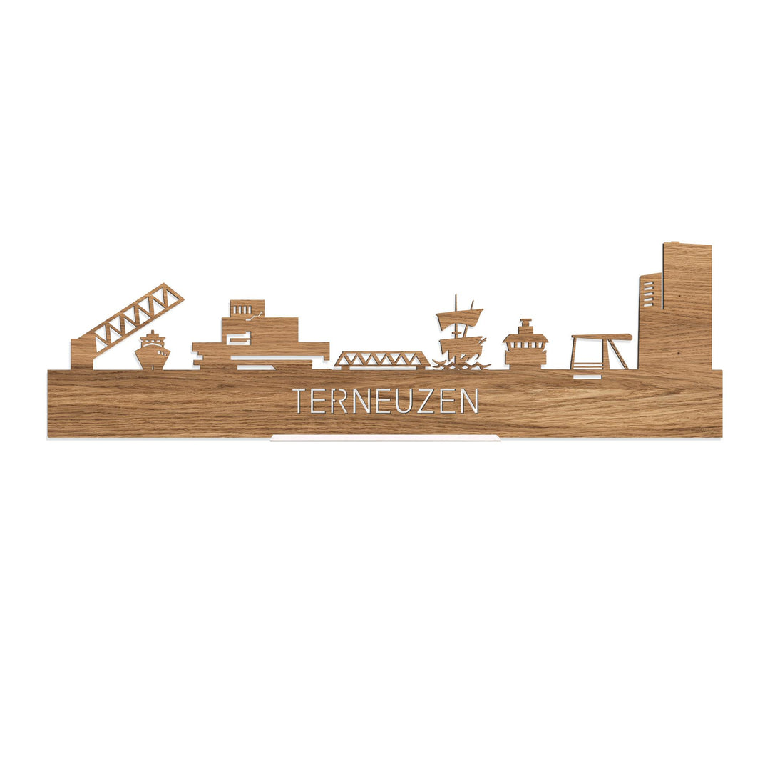 Standing Skyline Terneuzen Eiken houten cadeau decoratie relatiegeschenk van WoodWideCities