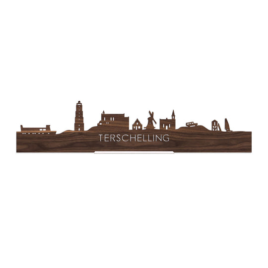Standing Skyline Terschelling Noten 40 cm  houten cadeau decoratie relatiegeschenk van WoodWideCities
