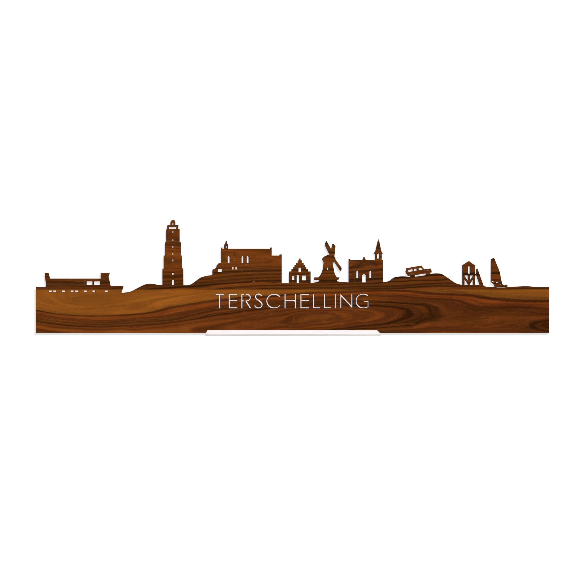 Standing Skyline Terschelling Palissander 40 cm  houten cadeau decoratie relatiegeschenk van WoodWideCities