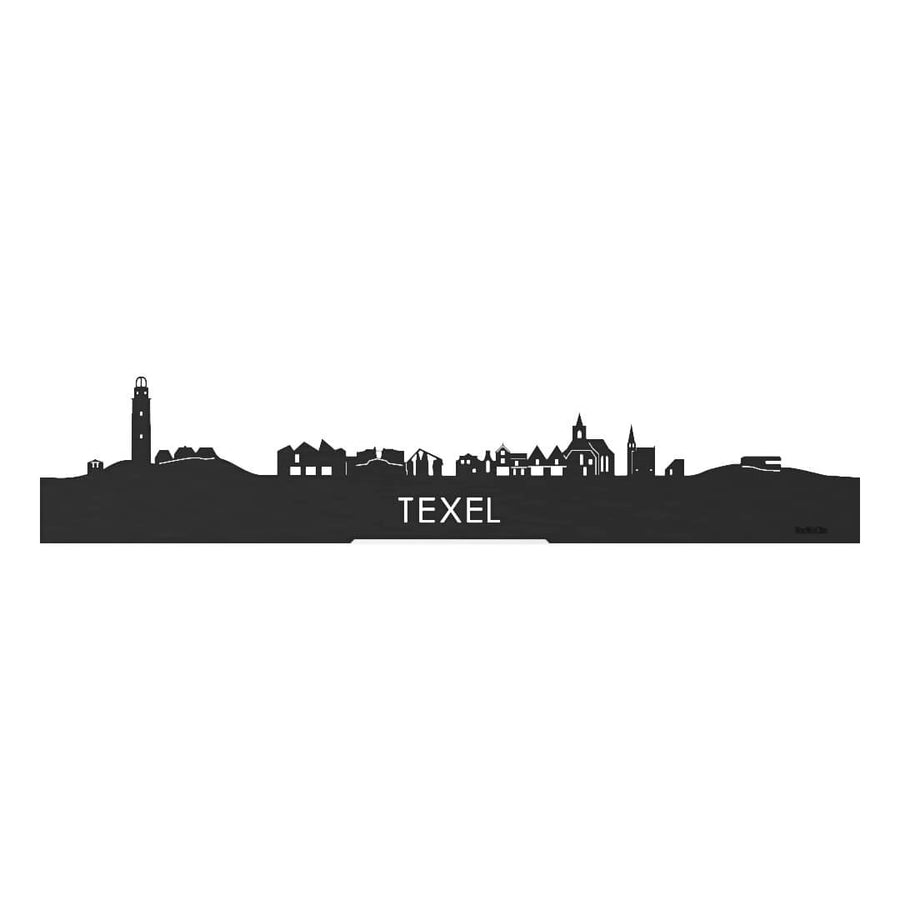 Standing Skyline Texel Black houten cadeau decoratie relatiegeschenk van WoodWideCities