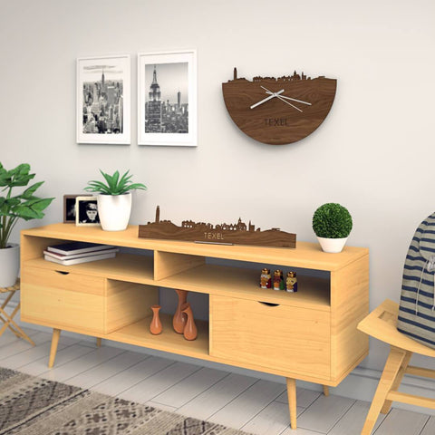 Standing Skyline Texel Noten houten cadeau decoratie relatiegeschenk van WoodWideCities