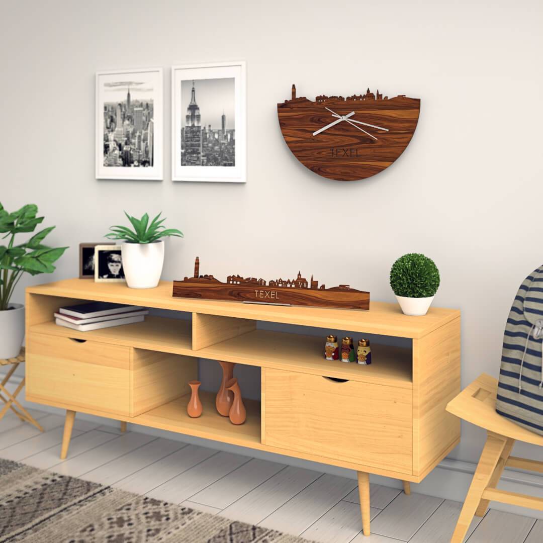 Standing Skyline Texel Palissander houten cadeau decoratie relatiegeschenk van WoodWideCities