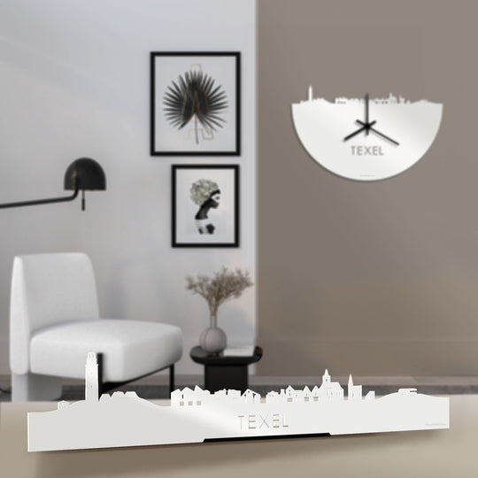 Standing Skyline Texel Wit glanzend gerecycled kunststof cadeau decoratie relatiegeschenk van WoodWideCities